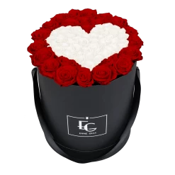 Heart Symbol Infinity Rosebox | Vibrant Red & Pure White | L