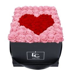 Heart Symbol Infinity Rosebox | Bridal Pink & Vibrant Red | L