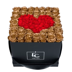 Heart Symbol Infinity Rosebox | Gold & Vibrant Red | L