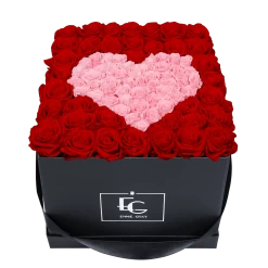 Heart Symbol Infinity Rosebox | Vibrant Red & Bridal Pink | L