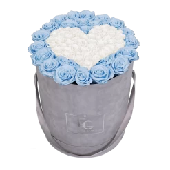 Heart Symbol Infinity Rosebox | Baby Blue & Pure White | L