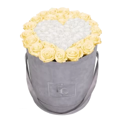 Heart Symbol Infinity Rosebox | Champagne & Pure White | L