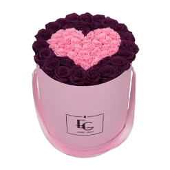Heart Symbol Infinity Rosebox | Velvet Plum & Bridal Pink | L