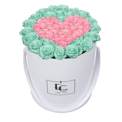 Heart Symbol Infinity Rosebox | Minty Green & Bridal Pink | L