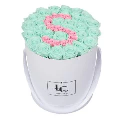 Letter Infinity Rosebox | Minty Green & Bridal Pink | L