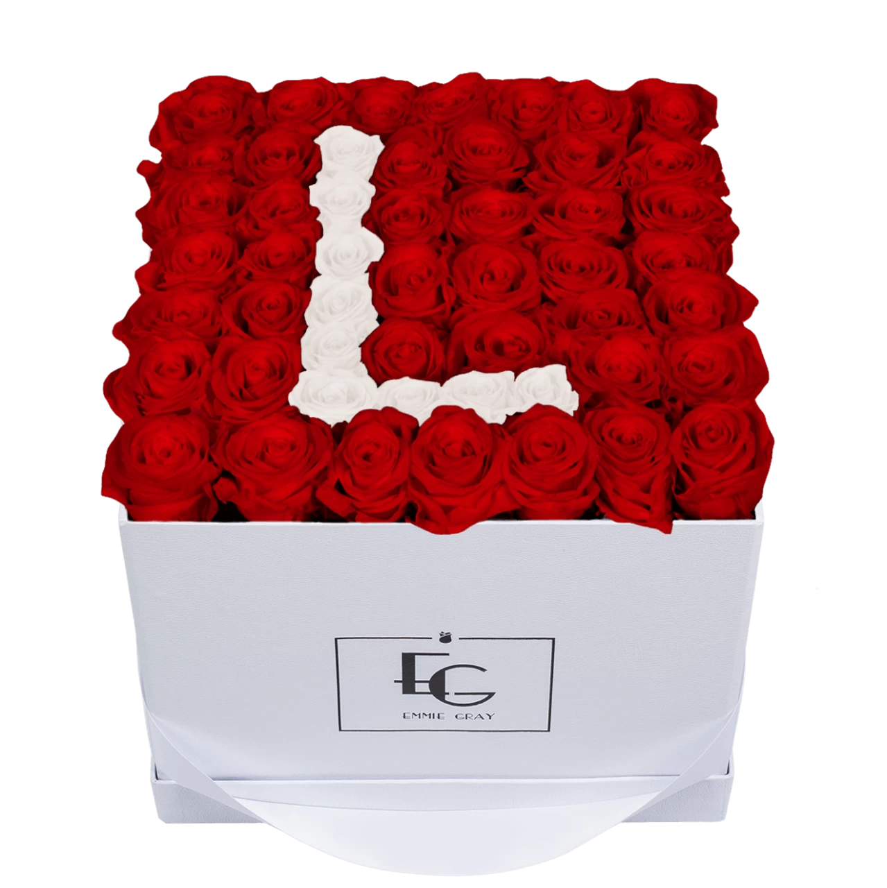 Letter Infinity Rosebox | Vibrant Red & Pure White | L 3 Letter Infinity Rosebox | Vibrant Red & Pure White | L