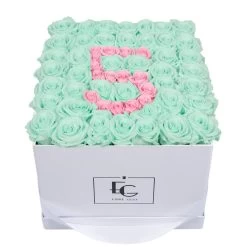 Number Infinity Rosebox | Minty Green & Bridal Pink | L