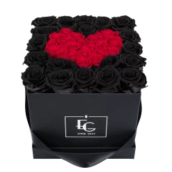 Heart Symbol Infinity Rosebox | Black Beauty & Vibrant Red | M