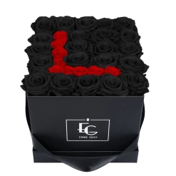 Letter Infinity Rosebox | Black Beauty & Vibrant Red | M