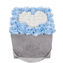 Heart Symbol Infinity Rosebox | Baby Blue & Pure White | M