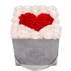 Heart Symbol Infinity Rosebox | Pure White & Vibrant Red | M