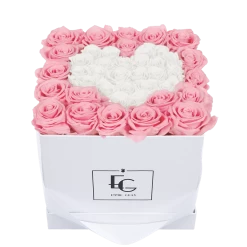 Heart Symbol Infinity Rosebox | Bridal Pink & Pure White | M