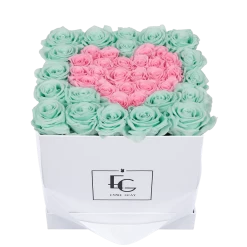 Heart Symbol Infinity Rosebox | Minty Green & Bridal Pink | M