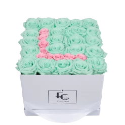Letter Infinity Rosebox | Minty Green & Bridal Pink | M