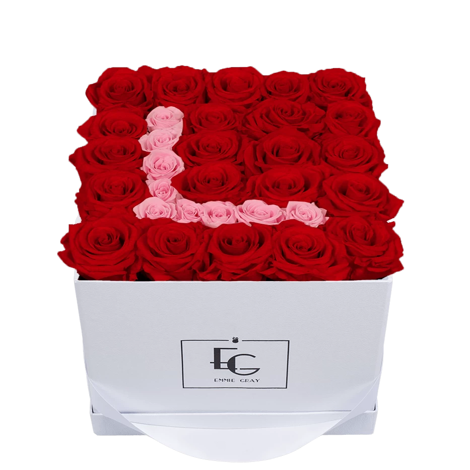 Letter Infinity Rosebox | Vibrant Red & Bridal Pink | M 3 Letter Infinity Rosebox | Vibrant Red & Bridal Pink | M
