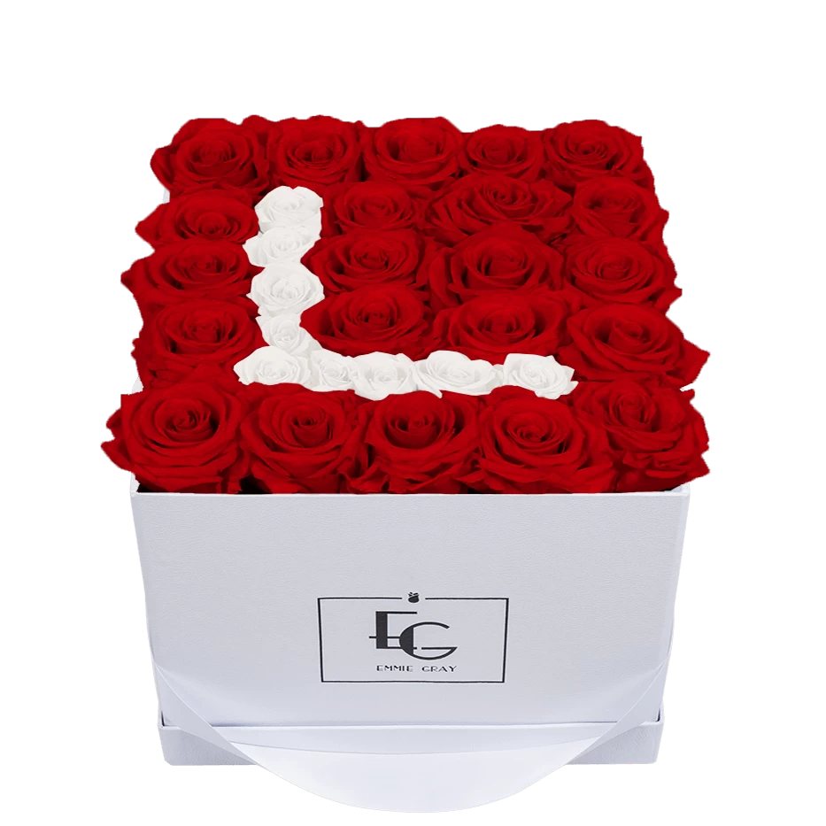 Letter Infinity Rosebox | Vibrant Red & Pure White | M 3 Letter Infinity Rosebox | Vibrant Red & Pure White | M