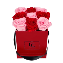 Mix Infinity Rosebox | Vibrant Red & Bridal Pink | S
