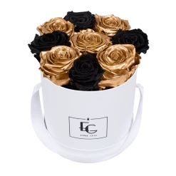 Mix Infinity Rosebox | Black Beauty & Gold | S
