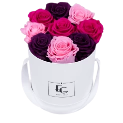 Mix Infinity Rosebox | Bridal Pink, Velvet Plum & Hot Pink | S