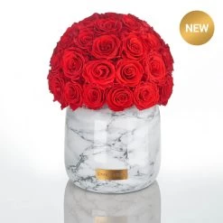 Premium Marble Metallic Vase | White Marble Metallic | L -Emmie Gray Store Emmie Gray Premium Marble Metallic White L vibrantred button 1280x1280 1