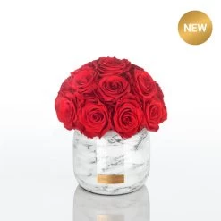Premium Marble Metallic Vase | White Marble Metallic | S -Emmie Gray Store Emmie Gray Premium Marble Metallic White S vibrantred button 1280x1280