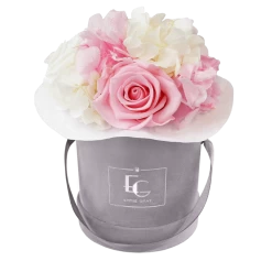 Splendid Hydrangea Mix Infinity Rosebox | Bridal Pink & Pure White | XS